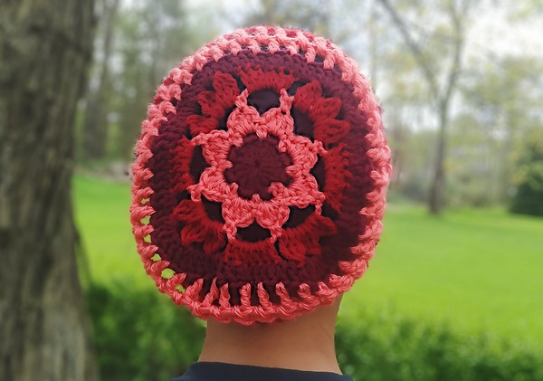 Free Crochet Flower Motif Slouchy Hat Pattern