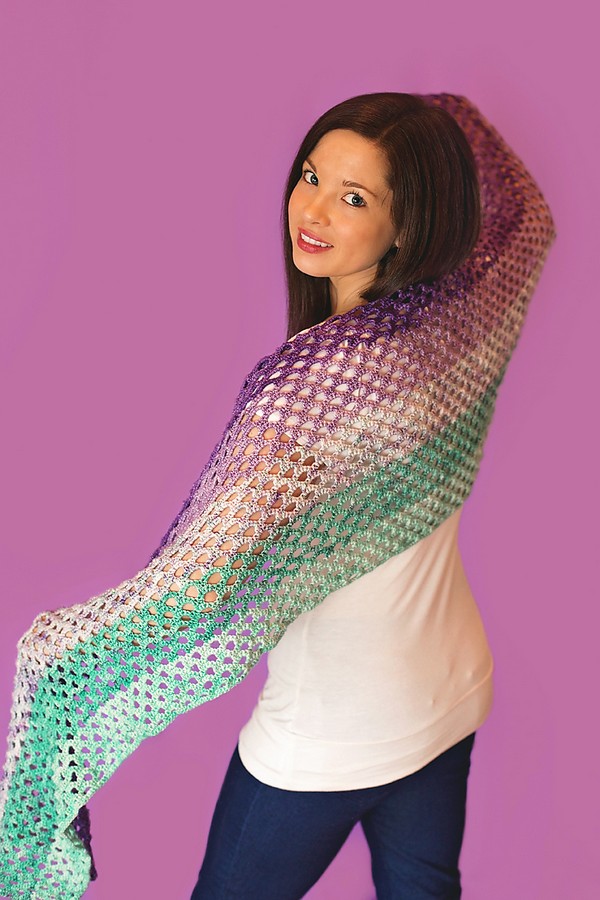 Free Crochet Mermaid Fade Shawl Pattern