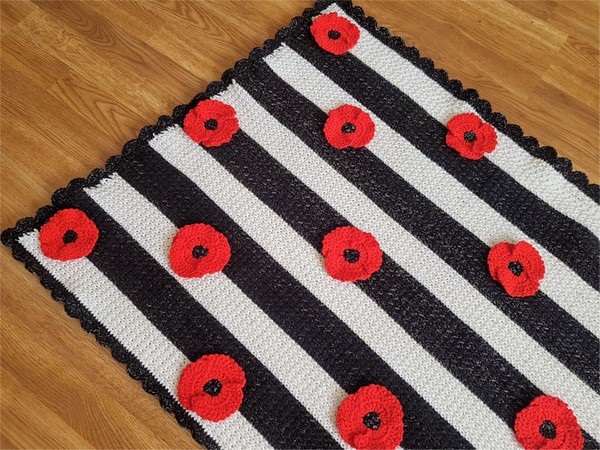Free Crochet Poppy Flower Baby Blanket Afghan Pattern