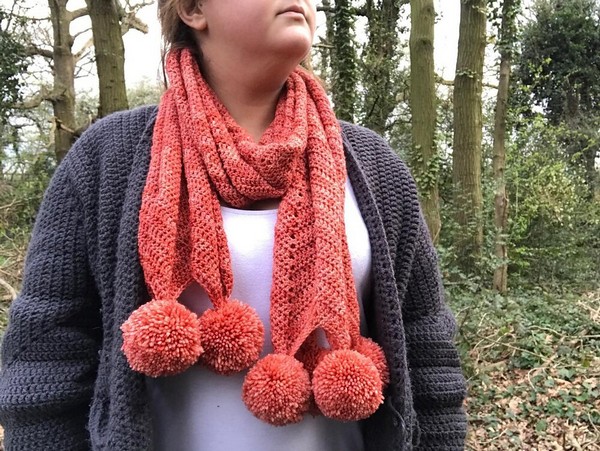 Free Crochet Poppy Pom Pom Scarf Pattern