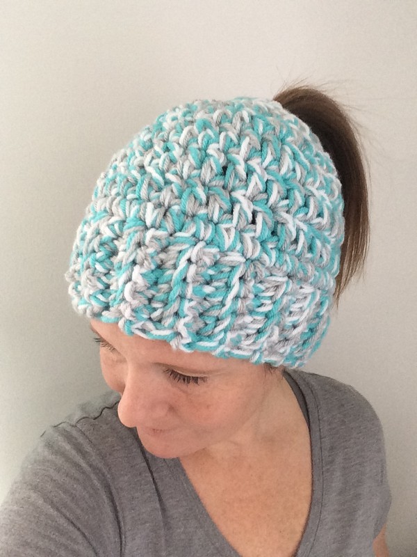 Free Crochet Super Bulky Messy Bun Hat Pattern