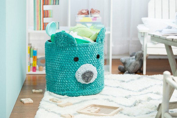 Free Crochet Sweet Snuggles Bear Basket Pattern