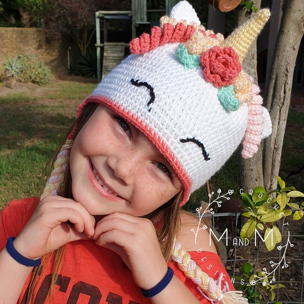 Free Crochet Unicorn Beanie Pattern