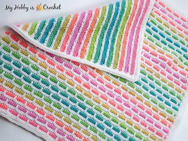 Free Crochet Unicorn Bricks Baby Blanket Pattern