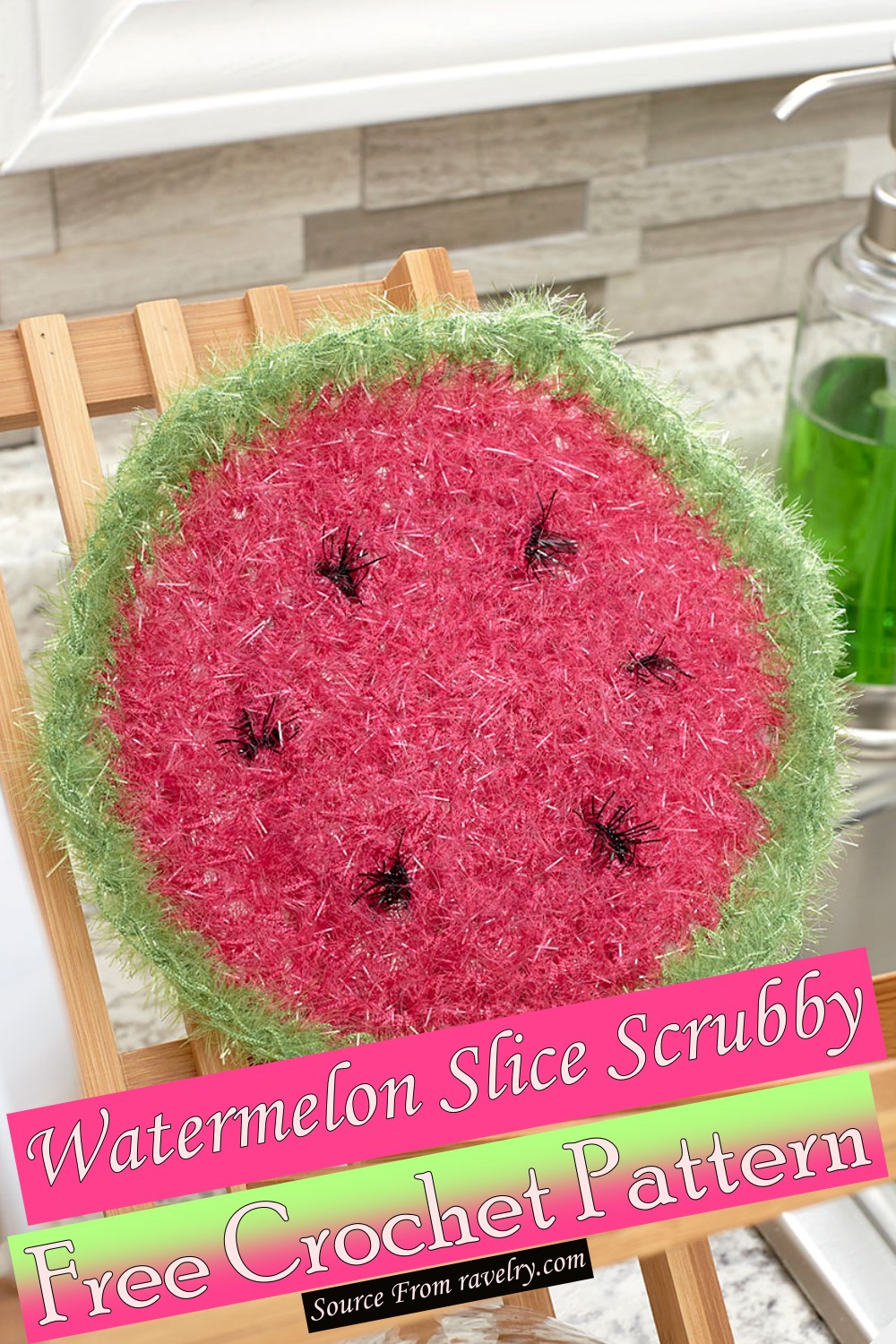 Free Crochet Watermelon Slice Scrubby Pattern