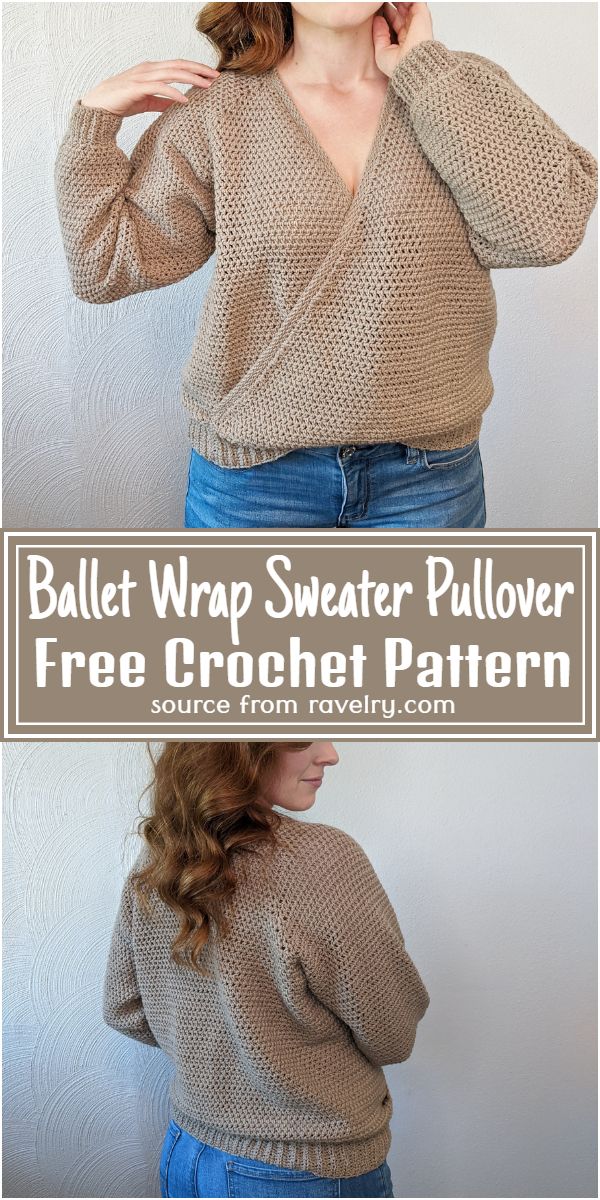 Ballet Wrap Sweater Crochet Pullover Pattern