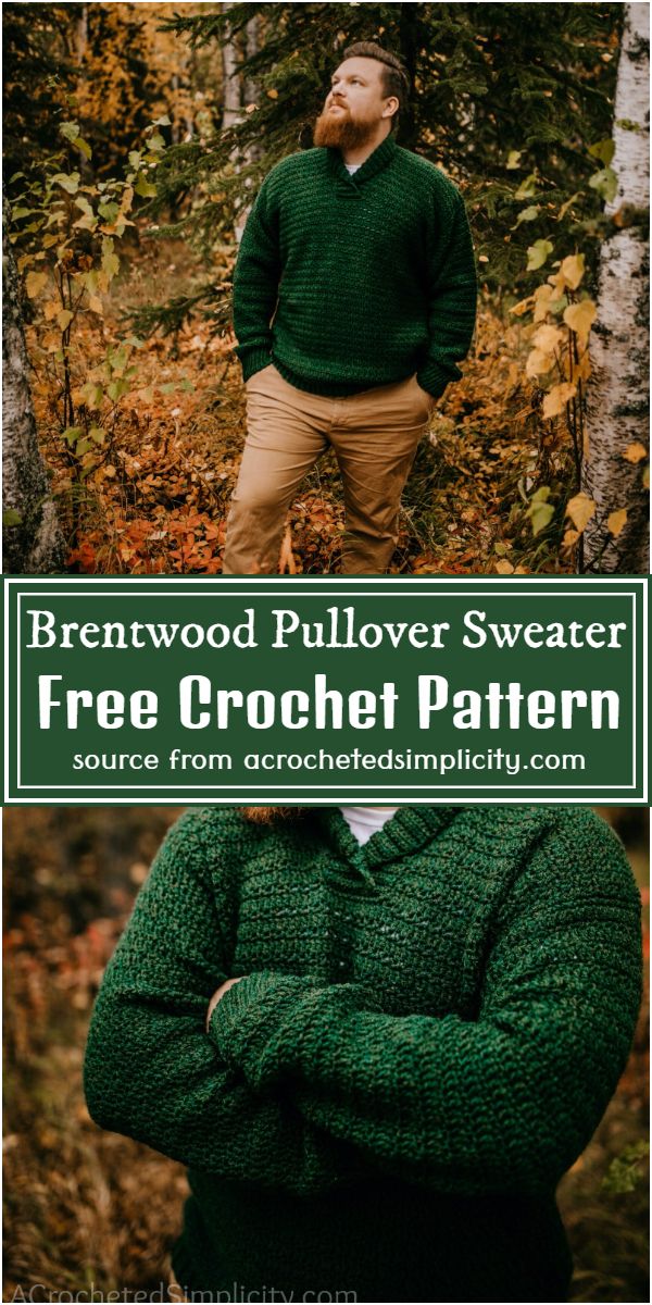 Crochet Brentwood Pullover Sweater Free Pattern For Men