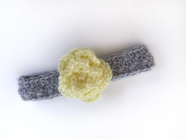Crochet Lemon Rose Headband Pattern