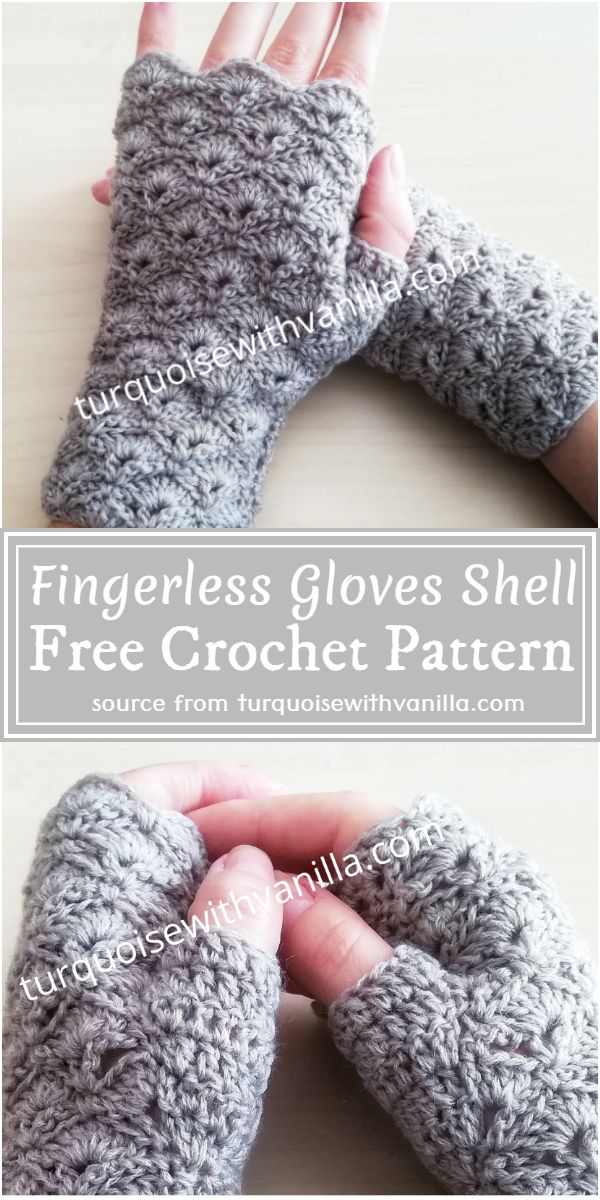 Free Crochet Fingerless Gloves Shell Pattern