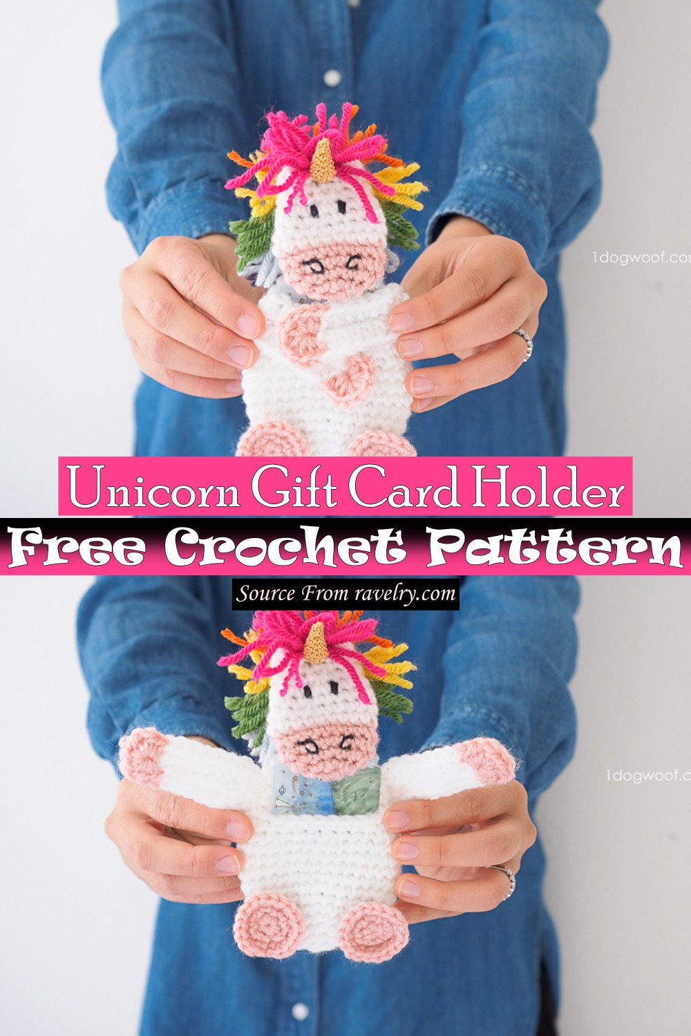 Free Crochet Unicorn Gift Card Holder Pattern