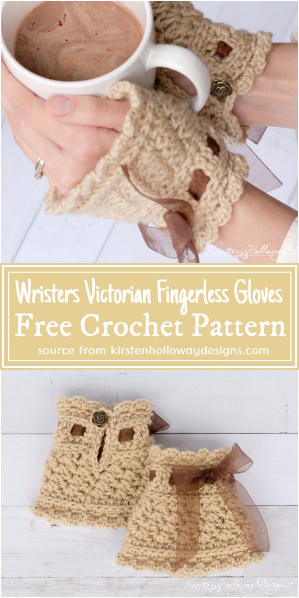 Wristers Victorian Fingerless Gloves Crochet Pattern