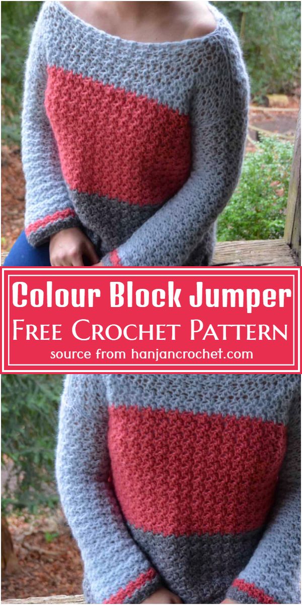 Free Colour Block Crochet Jumper Pattern