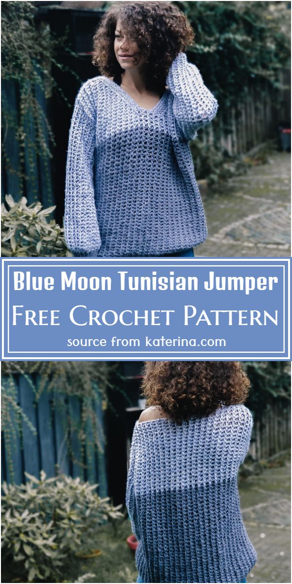 Free Crochet Blue Moon Tunisian Jumper Pattern