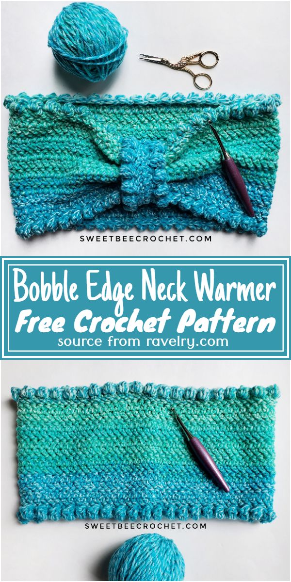 Free Crochet Bobble Edge Neck Warmer Pattern