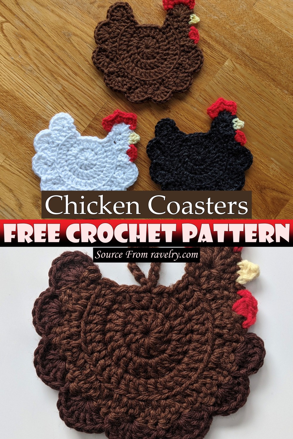 Free Crochet Chicken Coasters Pattern