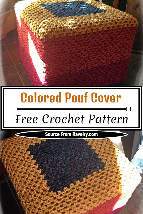 Free Crochet Colored Pouf Cover Pattern