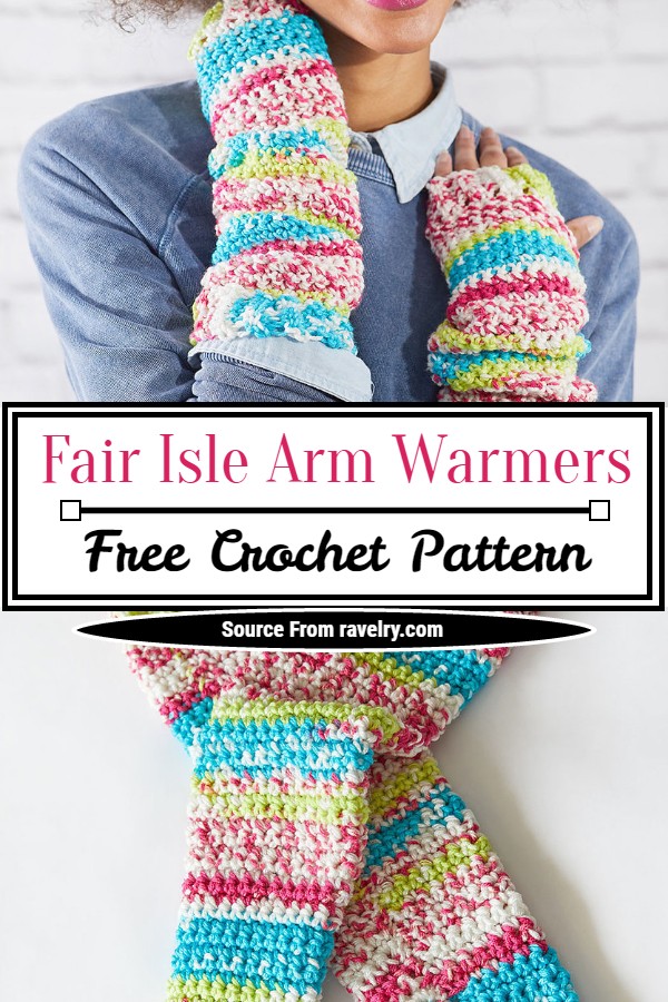 Free Crochet Fair Isle Arm Warmers Pattern