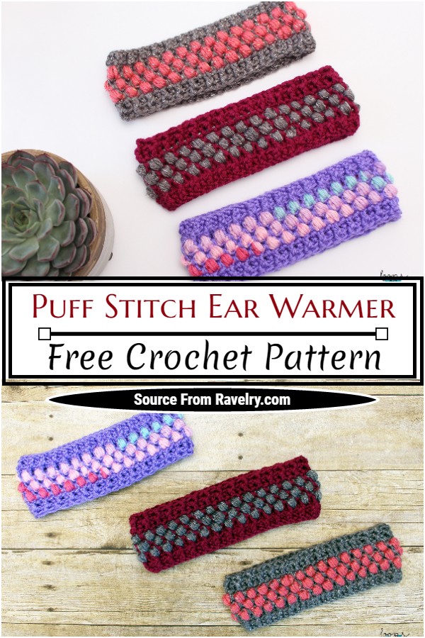Free Crochet Puff Stitch Ear Warmer Pattern
