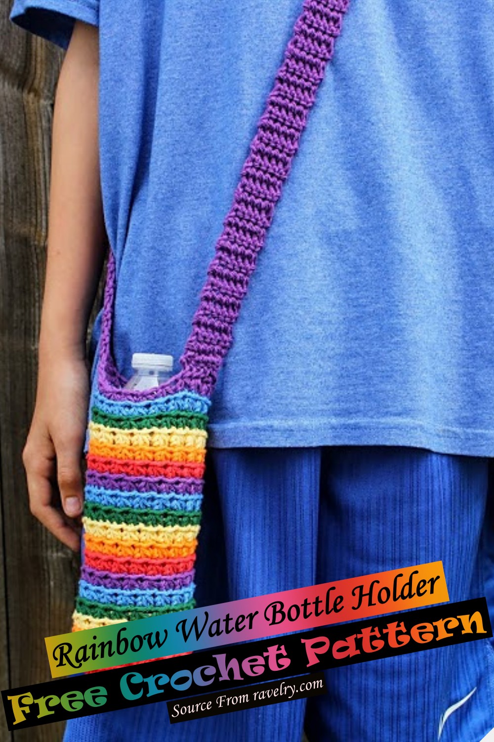 Free Crochet Rainbow Water Bottle Holder Pattern