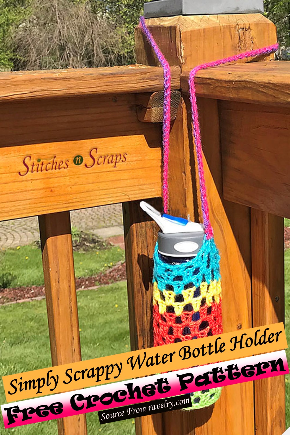 Free Crochet Simply Scrappy Water Bottle Holder Pattern