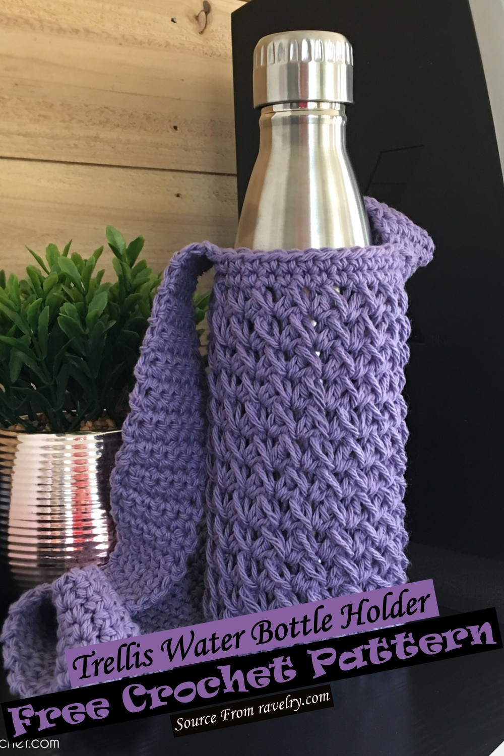 Free Crochet Trellis Water Bottle Holder Pattern