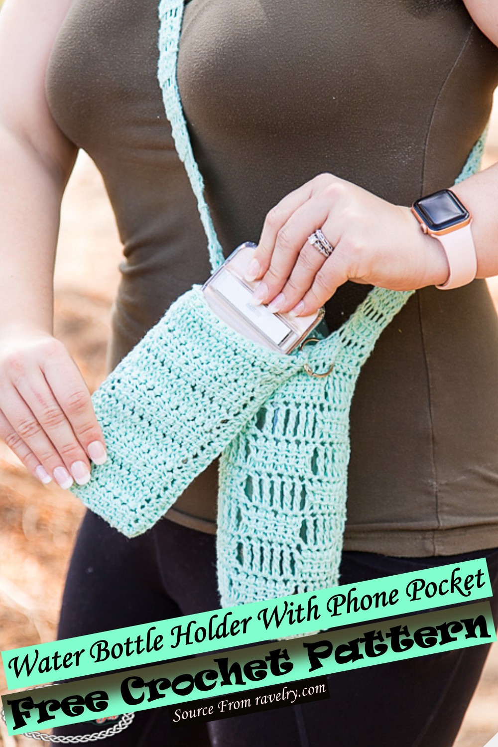 Free Crochet Water Bottle Holder With Phone Pocket Pattern