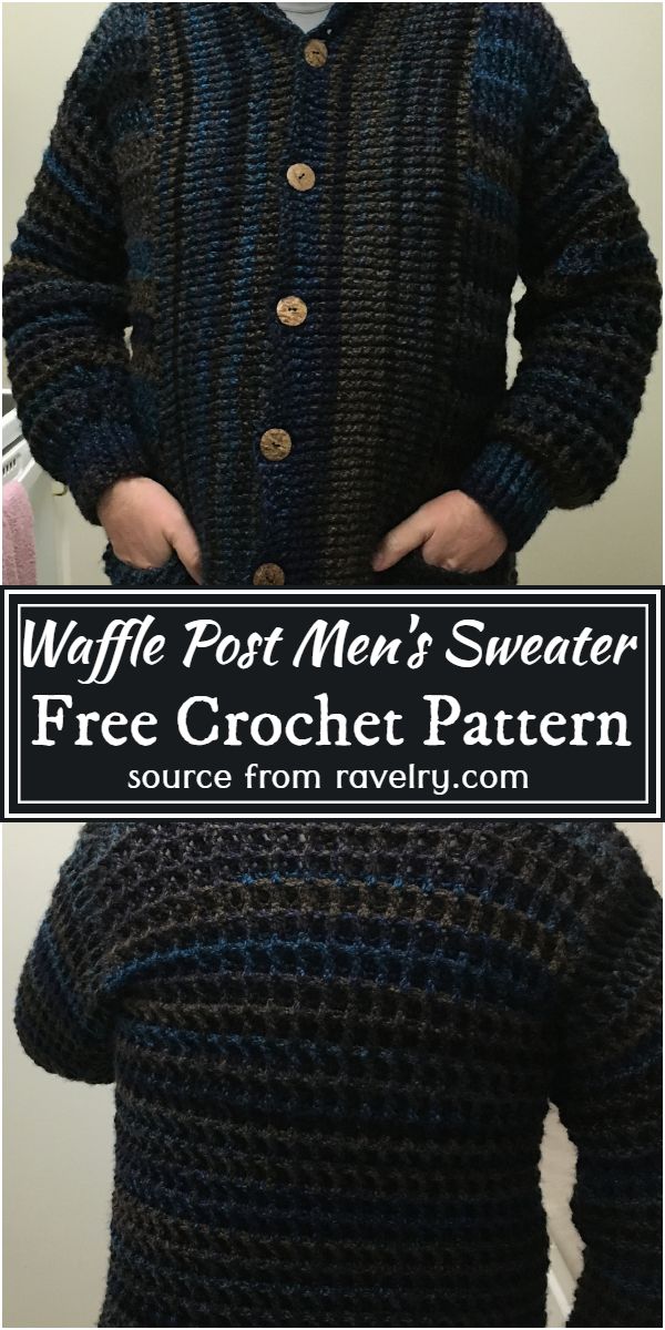 Waffle Post Men's Sweater Crochet Pattern