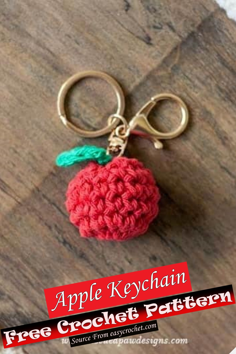 Free Crochet Apple Keychain Pattern
