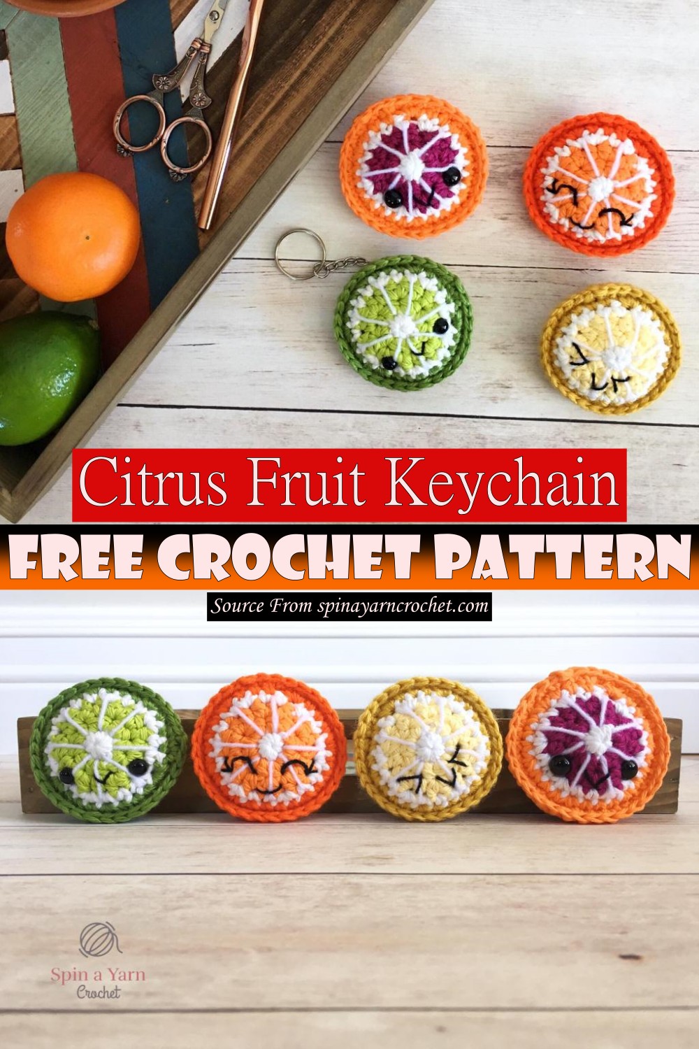 Free Crochet Citrus Fruit Keychain Pattern