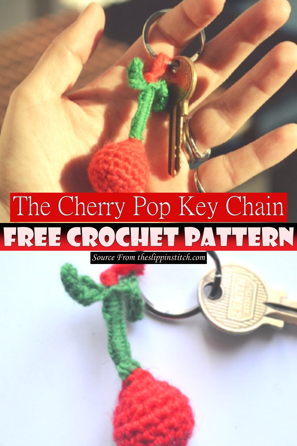 Free Crochet The Cherry Pop Key Chain Pattern