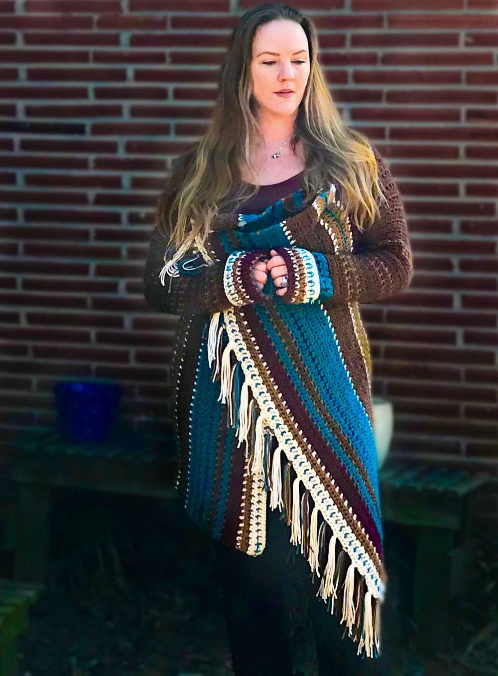 Free Crochet Oversized Navajo Inspired Blanket Cardigan Pattern