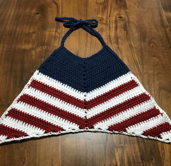 America Flag Crochet Halter Top Pattern