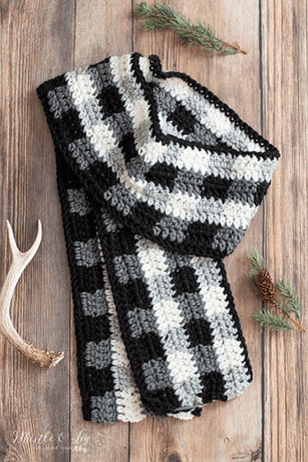 Buffalo Plaid Winter Scarf Crochet Pattern