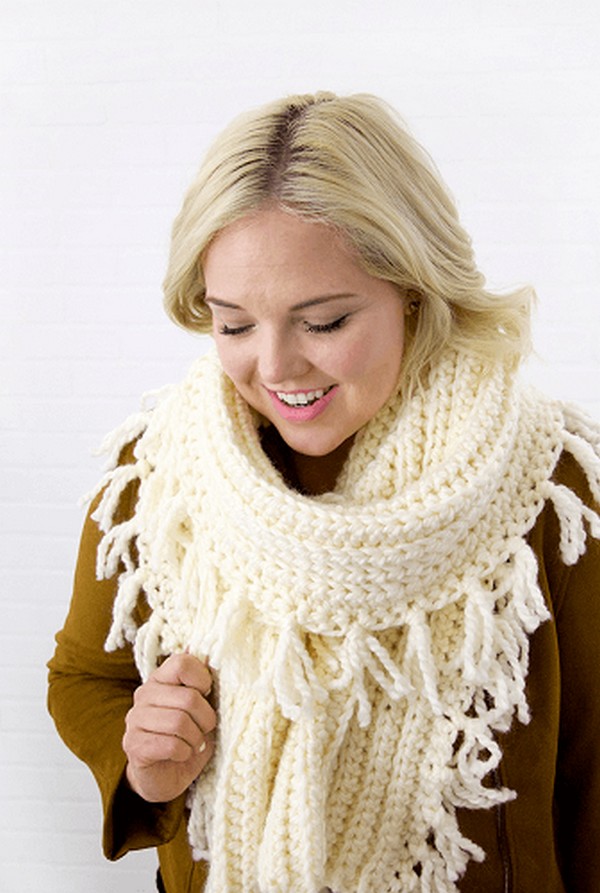 Chunky Tassel Free Crochet Winter Scarf Pattern