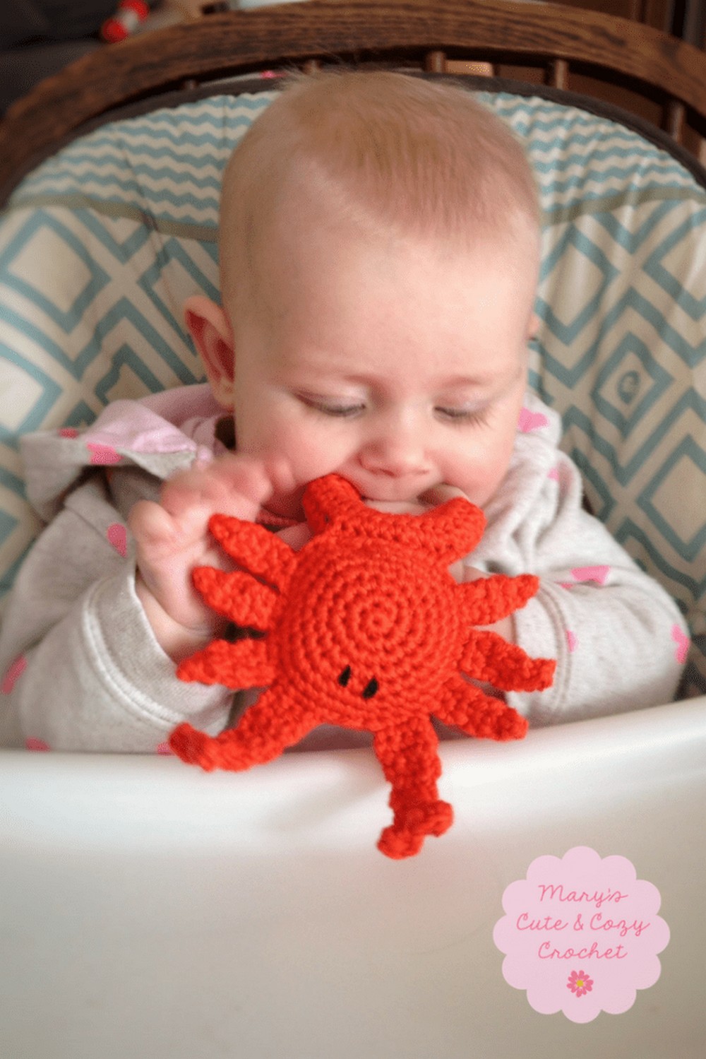 Crochet Carl The Crab Teething Ring Pattern