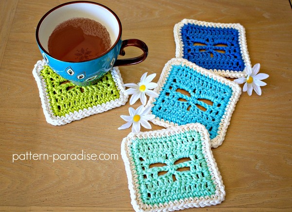 Crochet Dragonfly Coasters Pattern