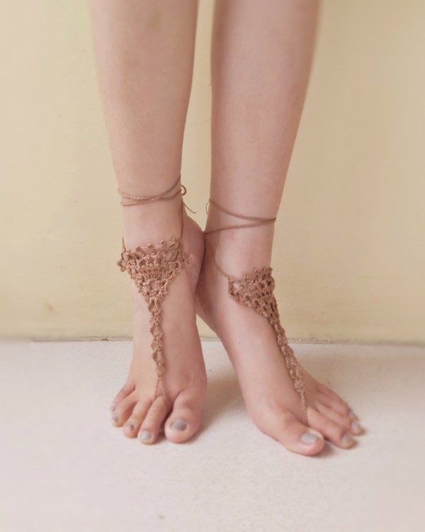 Crochet Shell Stitch Barefoot Sandals Pattern