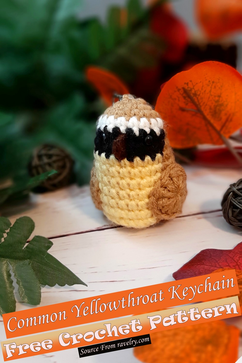 Free Crochet Common Yellowthroat Keychain Pattern