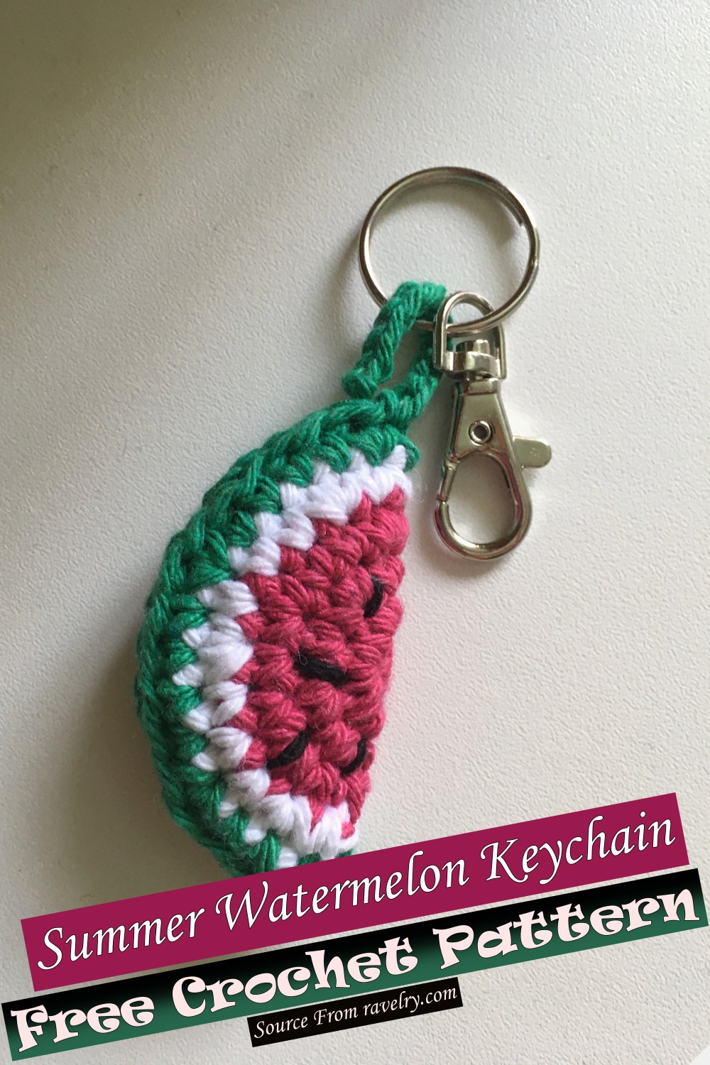 Free Crochet Summer Watermelon Keychain Pattern