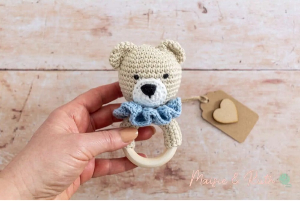How To Crochet A Baby Rattle (Teddy Bear Teether)