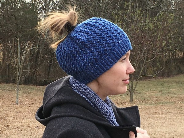 Ripple Lace Messy Bun Hat Crochet Pattern