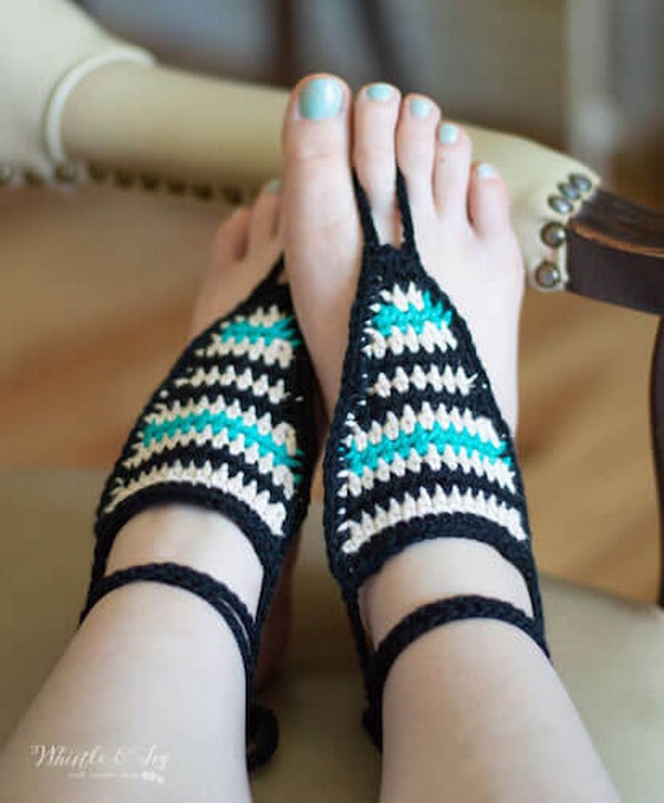 Serape Crochet Barefoot Sandals Pattern