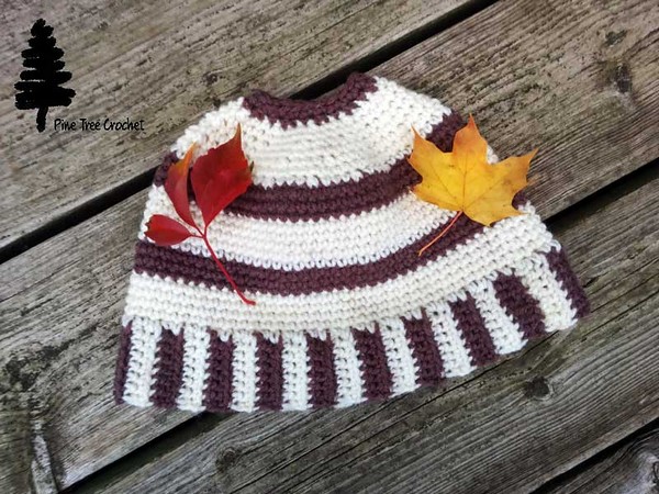 Striped Messy Bun Hat Crochet Pattern