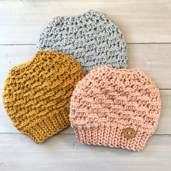 Winding Ridges Bun Hat Crochet Pattern