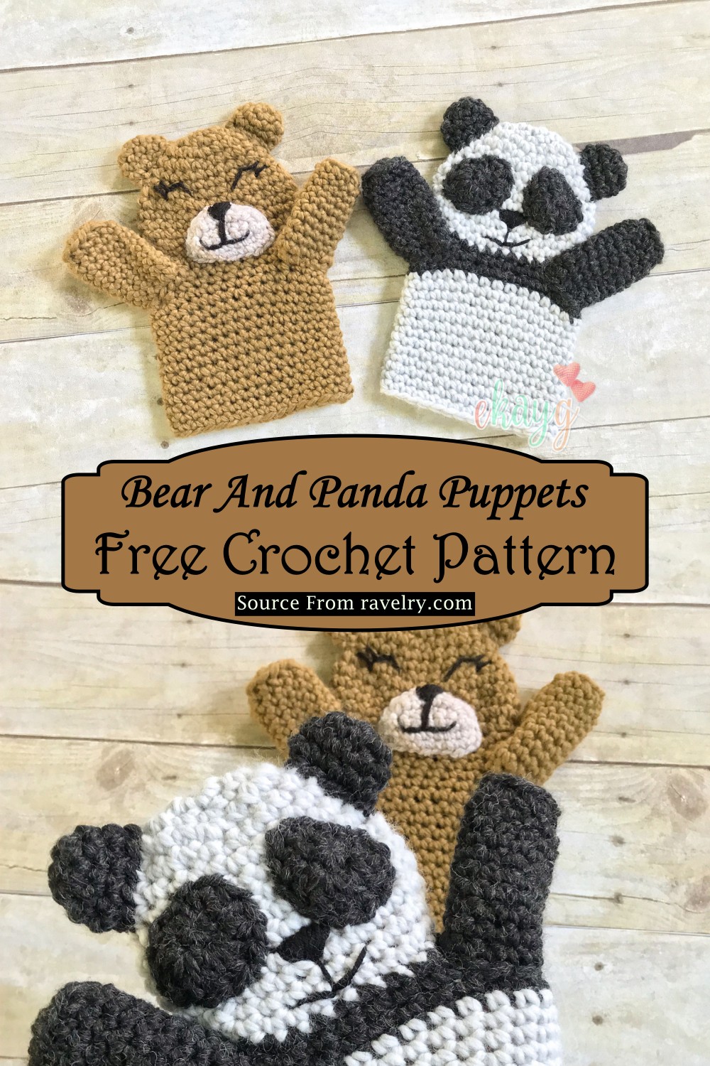 Crochet Bear And Panda Puppets Pattern