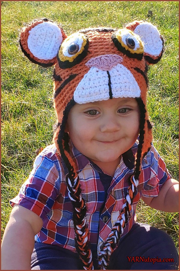 Tiger Hat With Earflaps Crochet Pattern