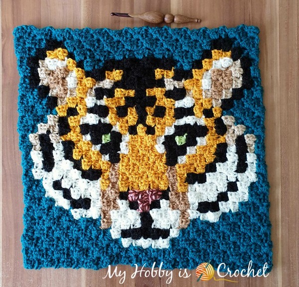 Tigris The Siberian Tiger C2c Square Crochet Pattern