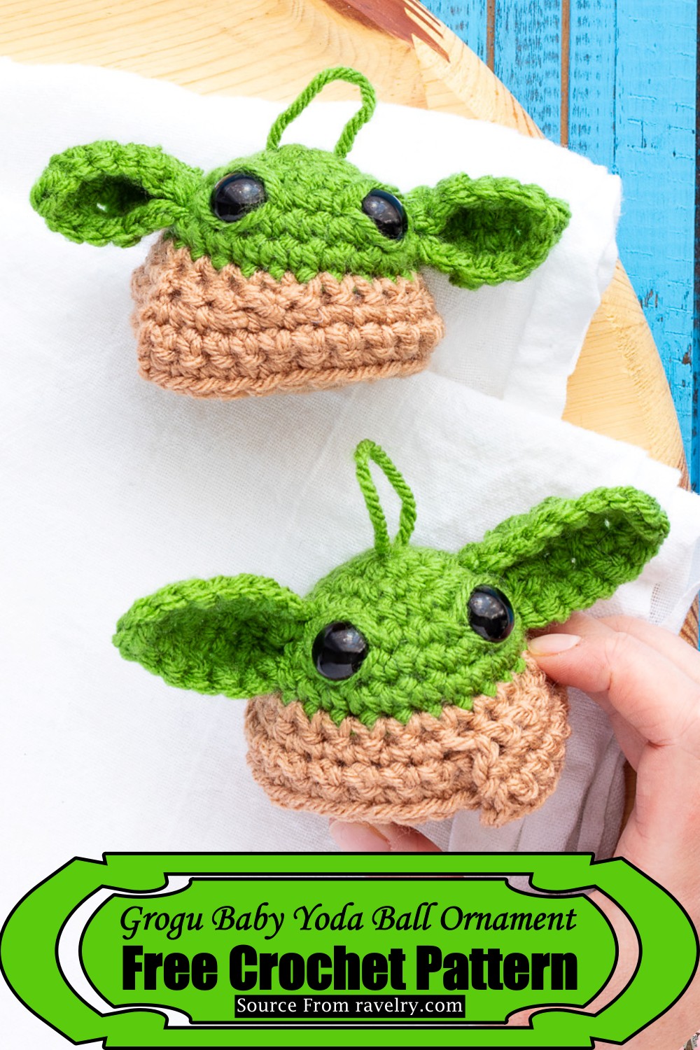 Crochet Grogu Baby Yoda Ball Ornament Pattern