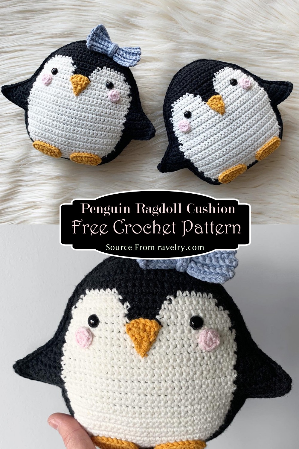 Penguin Ragdoll Cushion Crochet Pattern