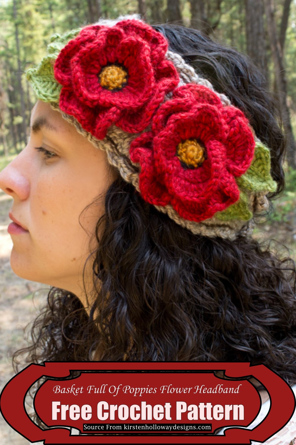 Basket Full Of Poppies Crochet Flower Headband